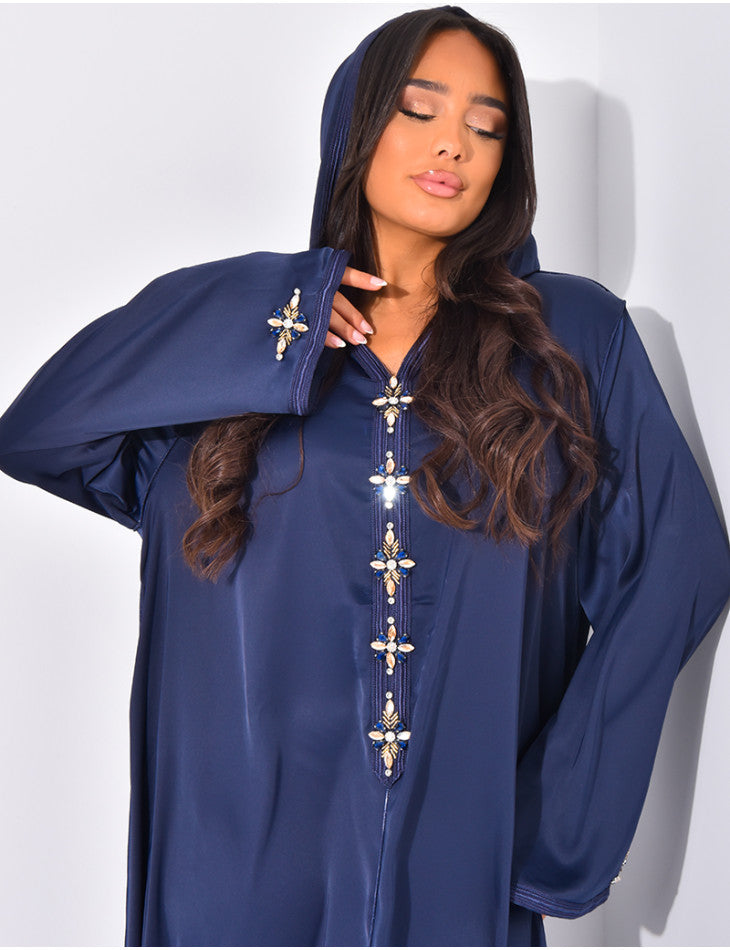 Abaya haute qualité en satin avec capuche