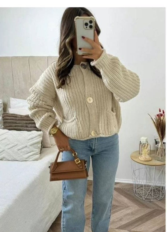 Cardigan en côtelé tendance
