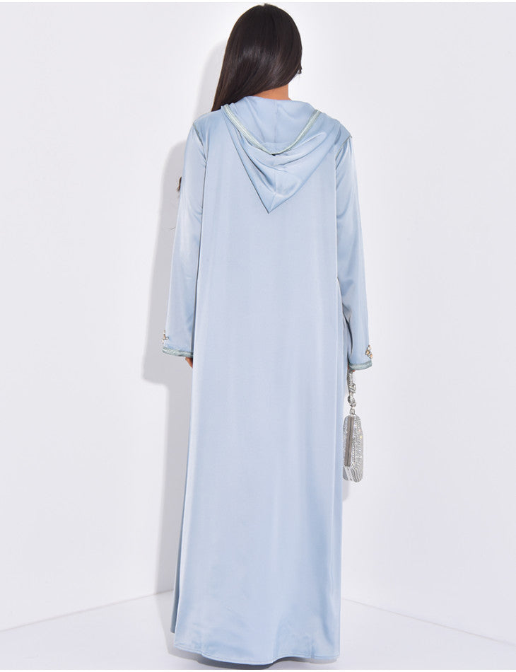Abaya haute qualité en satin avec capuche