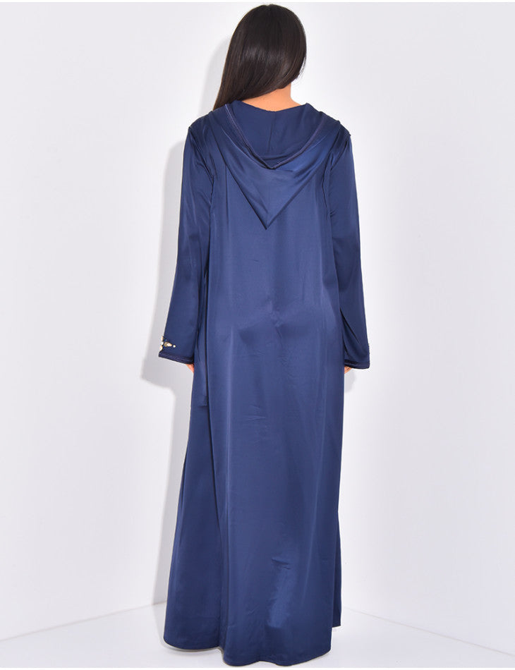 Abaya haute qualité en satin avec capuche