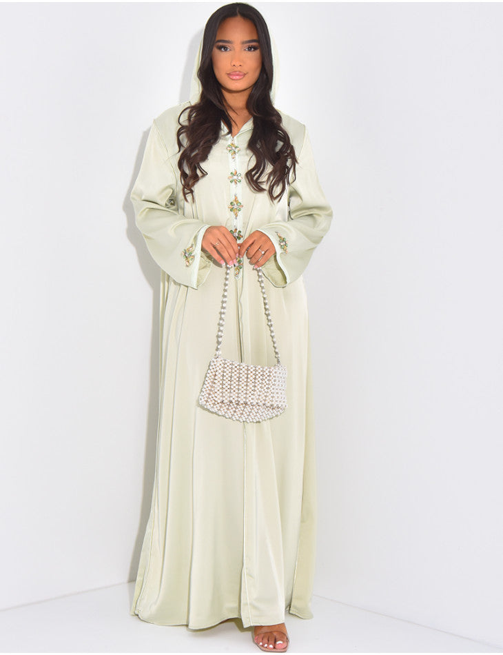 Abaya haute qualité en satin avec capuche