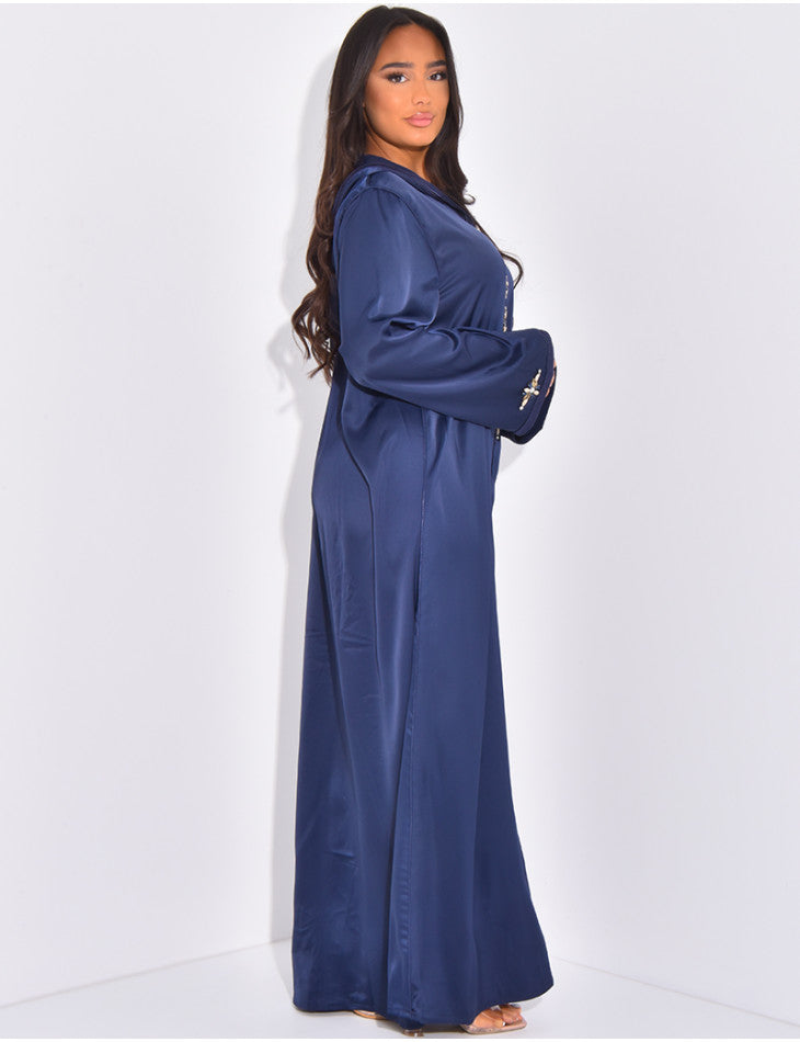 Abaya haute qualité en satin avec capuche