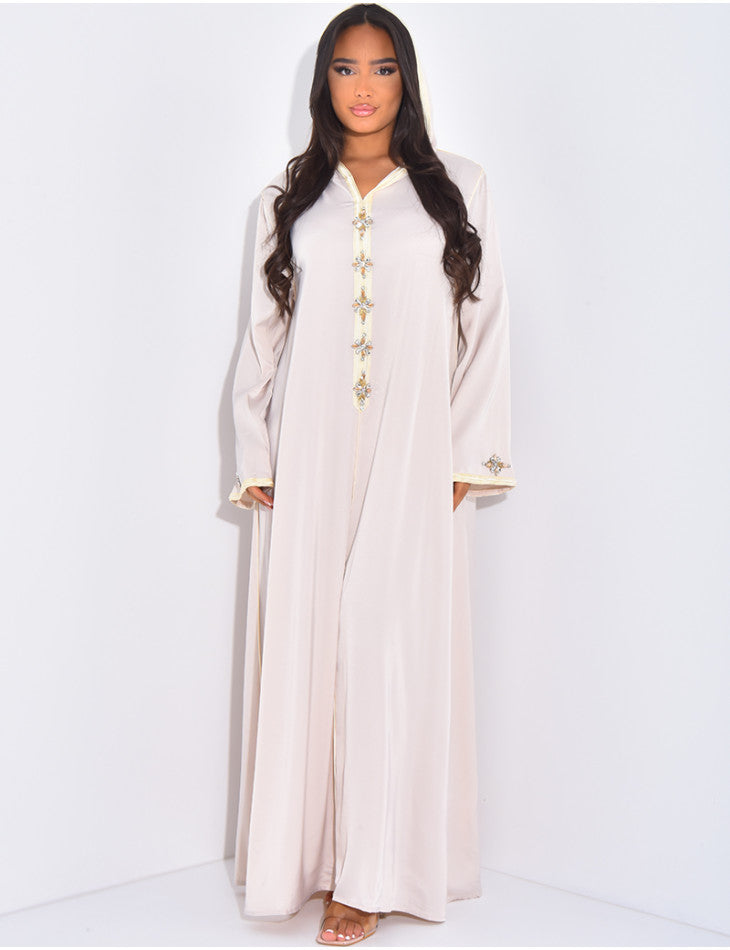 Abaya haute qualité en satin avec capuche