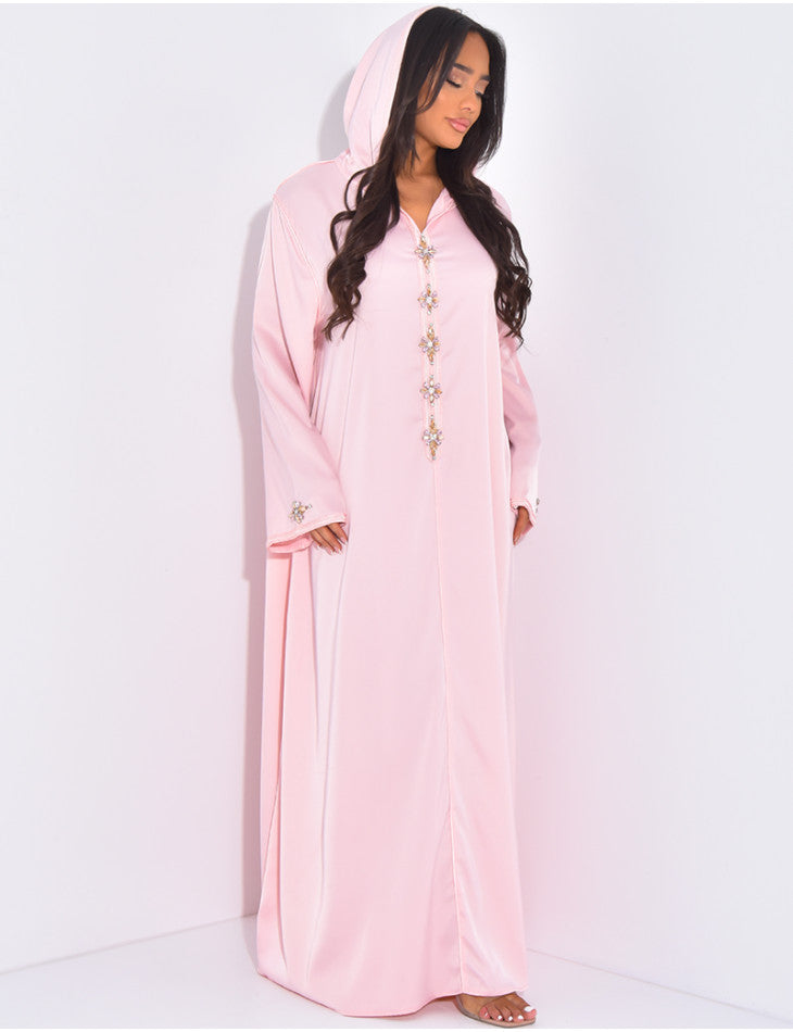 Abaya haute qualité en satin avec capuche