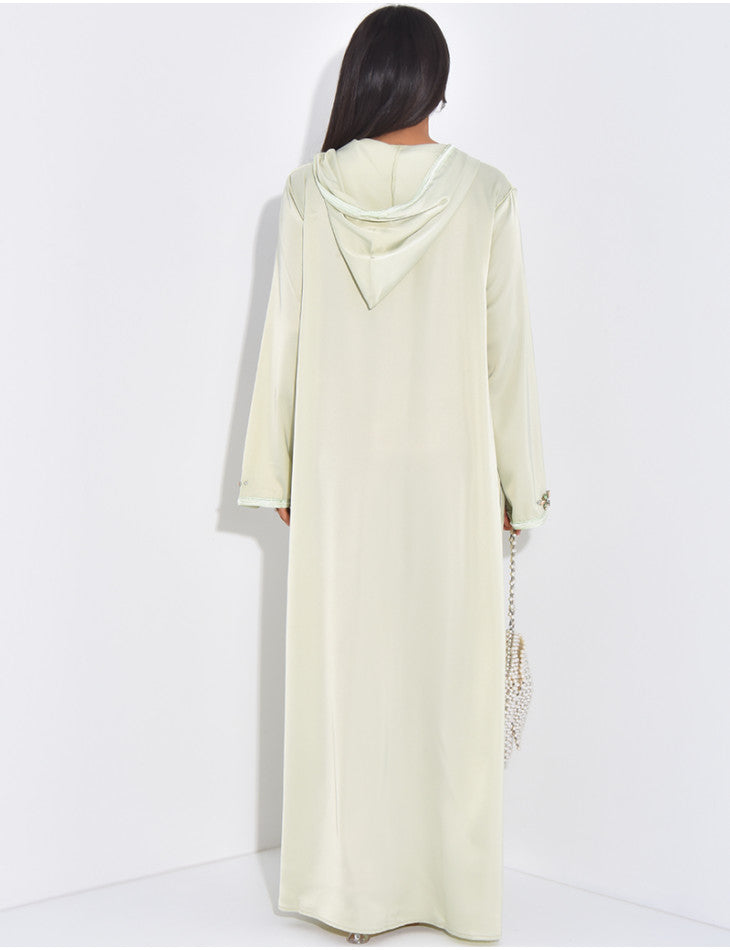 Abaya haute qualité en satin avec capuche