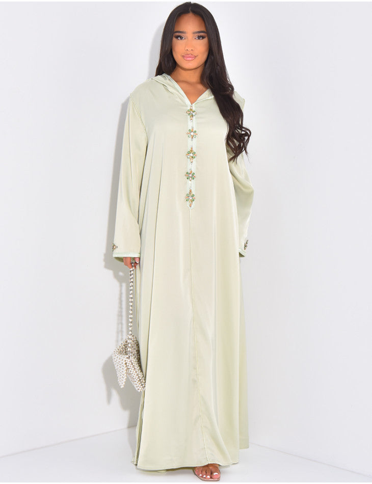Abaya haute qualité en satin avec capuche