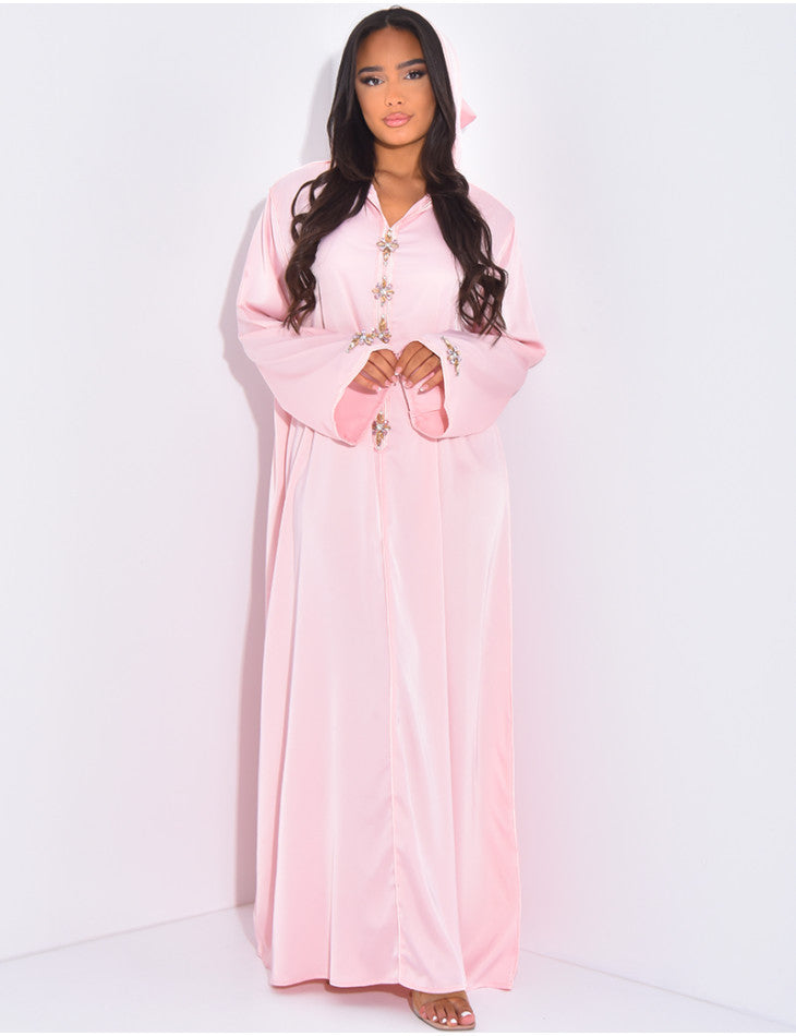 Abaya haute qualité en satin avec capuche