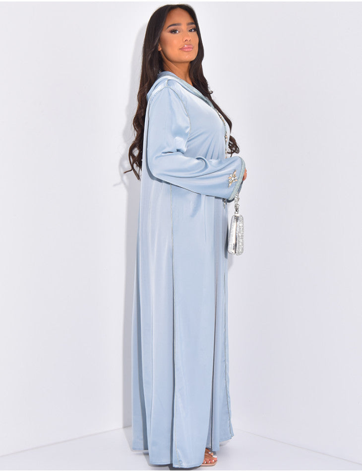 Abaya haute qualité en satin avec capuche