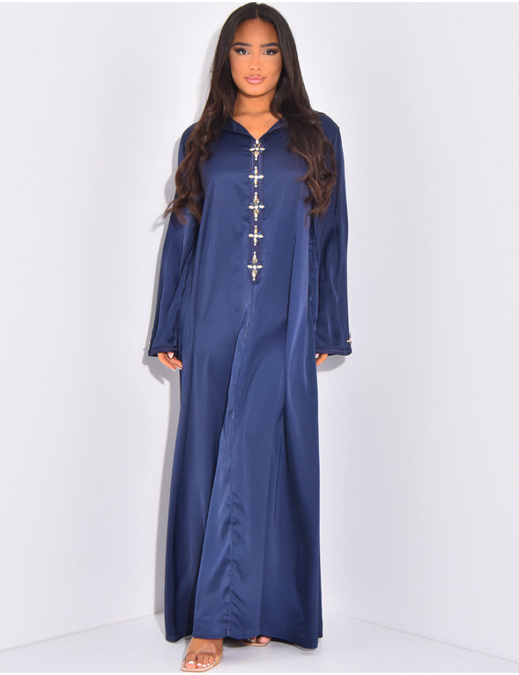 Abaya haute qualité en satin avec capuche